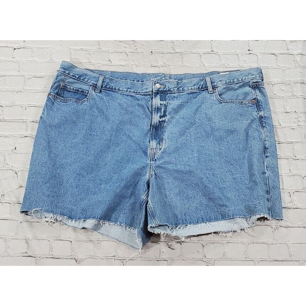 Old Navy High Rise Slouchy Straight Cut Off Jean Shorts Blue WOMENS PLUS SIZE 28